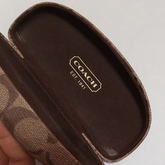 Coach Signature Brown Tan Sunglasses Clam Shell Hard Case - Picture 7 of 8